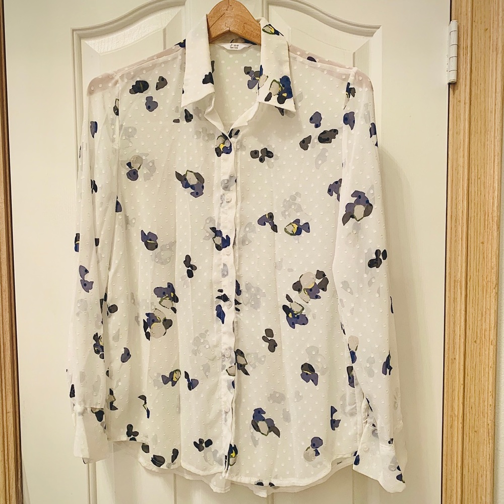 White button down shirt with floral print